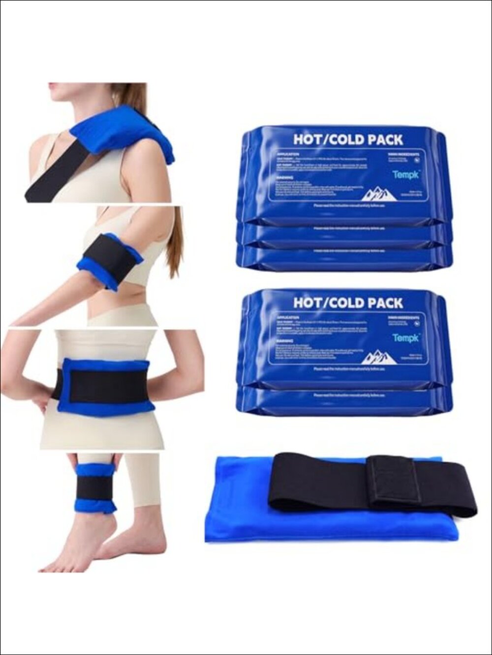 Reusable Hot Cold Ice Packs Gel Wraps Injuries Surgery Pain 5pc Strap